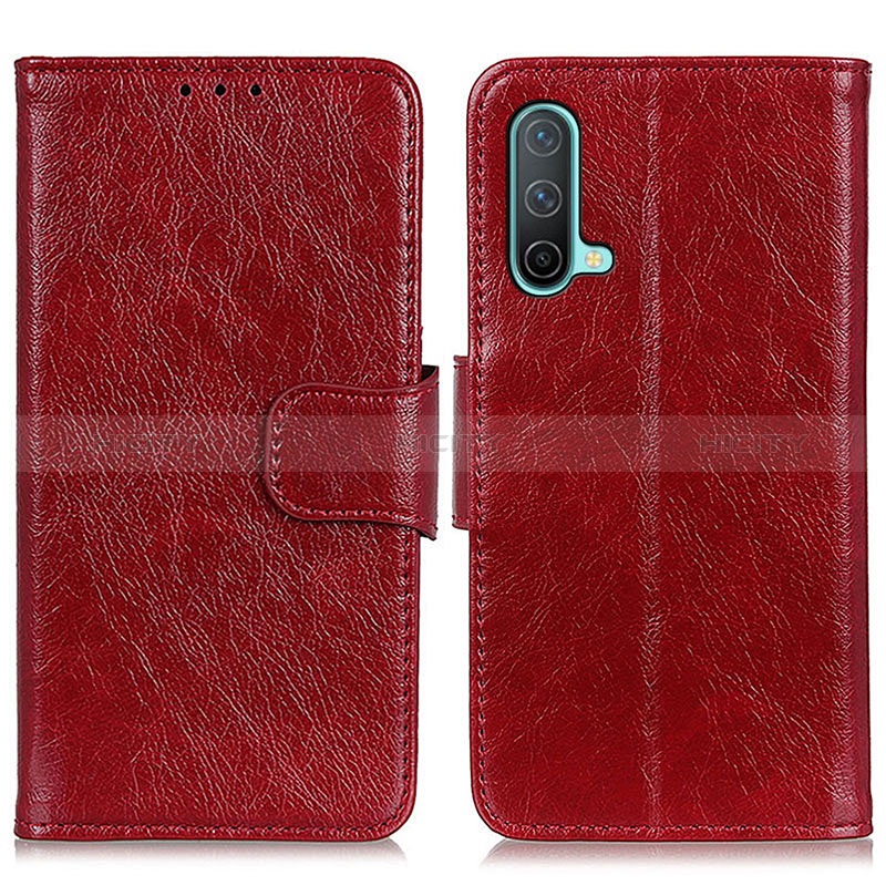 Funda de Cuero Cartera con Soporte Carcasa N05P para OnePlus Nord CE 5G Rojo