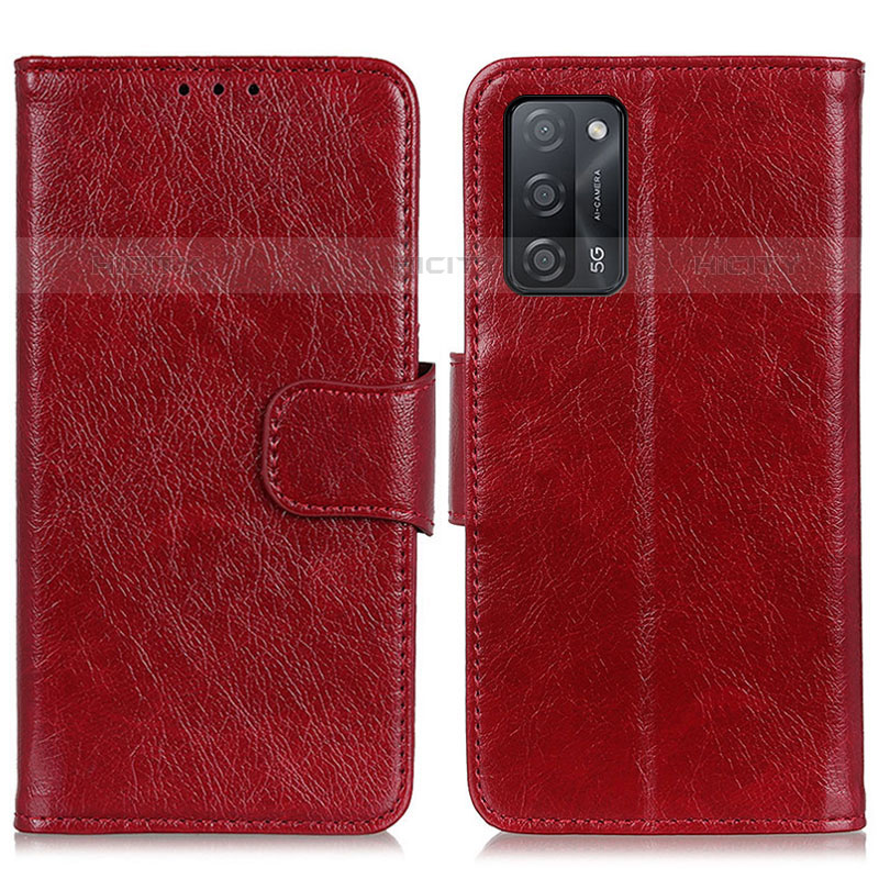 Funda de Cuero Cartera con Soporte Carcasa N05P para Oppo A53s 5G Rojo