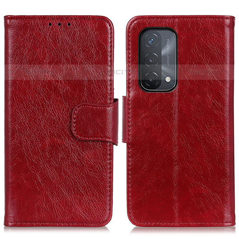 Funda de Cuero Cartera con Soporte Carcasa N05P para Oppo A93 5G Rojo