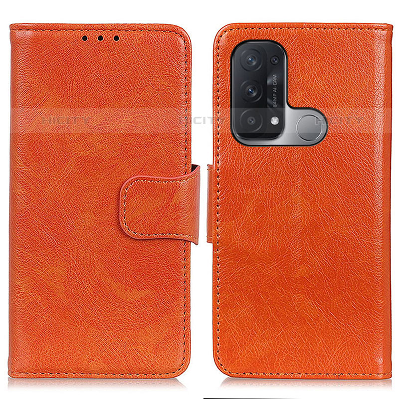 Funda de Cuero Cartera con Soporte Carcasa N05P para Oppo Reno5 A Naranja