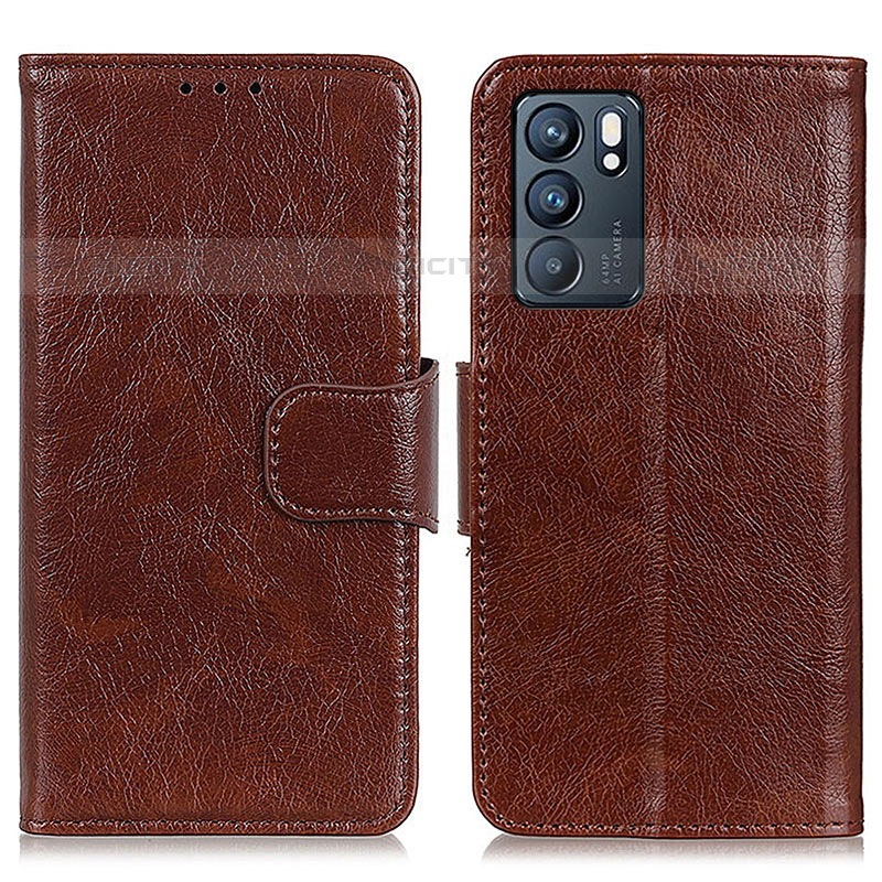 Funda de Cuero Cartera con Soporte Carcasa N05P para Oppo Reno6 5G