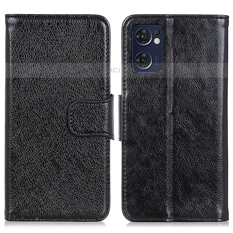 Funda de Cuero Cartera con Soporte Carcasa N05P para Oppo Reno7 5G Negro