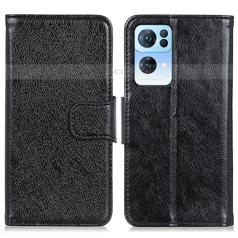 Funda de Cuero Cartera con Soporte Carcasa N05P para Oppo Reno7 Pro 5G Negro