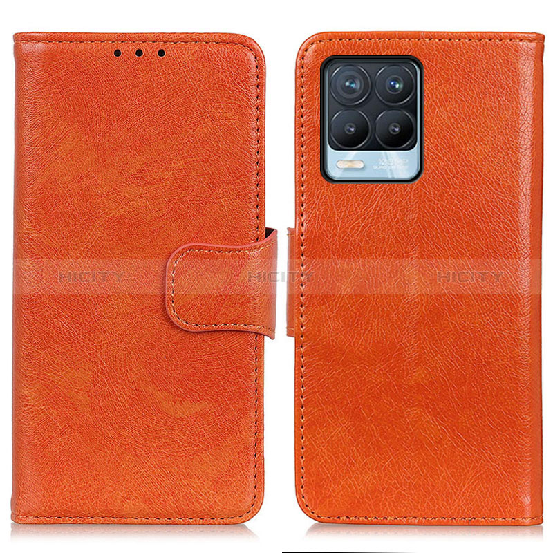 Funda de Cuero Cartera con Soporte Carcasa N05P para Realme 8 4G Naranja