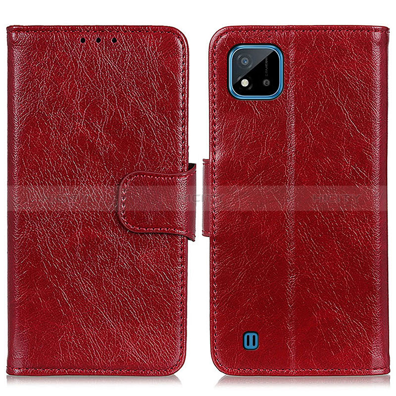 Funda de Cuero Cartera con Soporte Carcasa N05P para Realme C20 Rojo