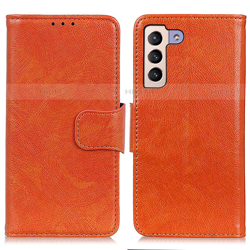 Funda de Cuero Cartera con Soporte Carcasa N05P para Samsung Galaxy S21 5G Naranja