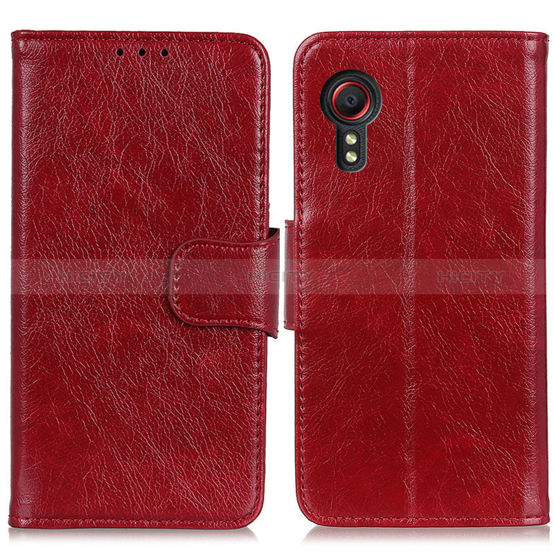 Funda de Cuero Cartera con Soporte Carcasa N05P para Samsung Galaxy XCover 5 SM-G525F Rojo