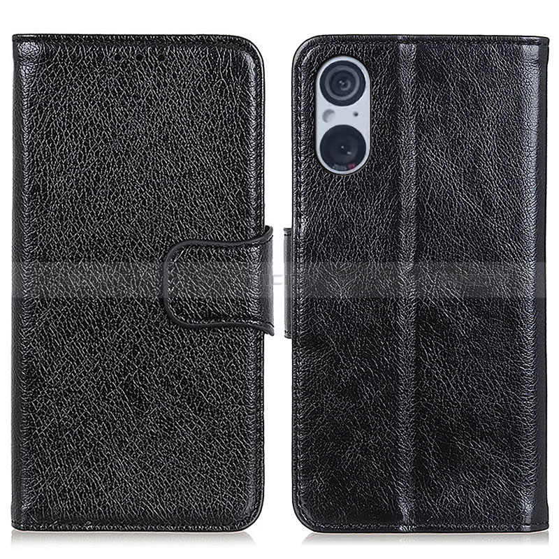 Funda de Cuero Cartera con Soporte Carcasa N05P para Sony Xperia 5 V Negro