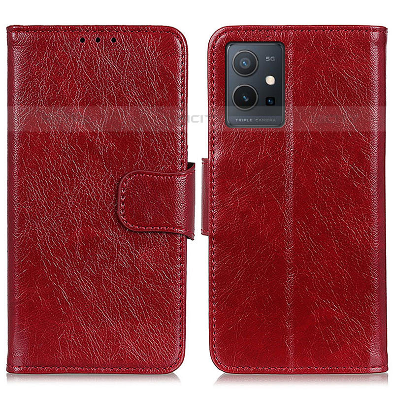 Funda de Cuero Cartera con Soporte Carcasa N05P para Vivo iQOO Z6 5G Rojo