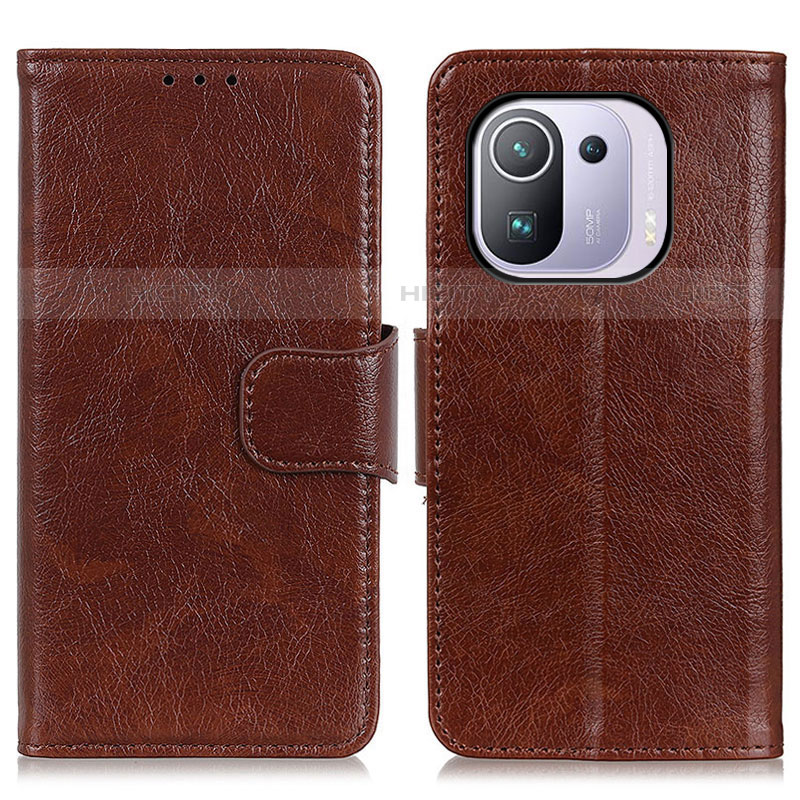 Funda de Cuero Cartera con Soporte Carcasa N05P para Xiaomi Mi 11 Pro 5G Marron