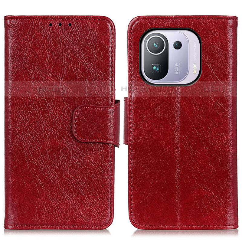 Funda de Cuero Cartera con Soporte Carcasa N05P para Xiaomi Mi 11 Pro 5G Rojo