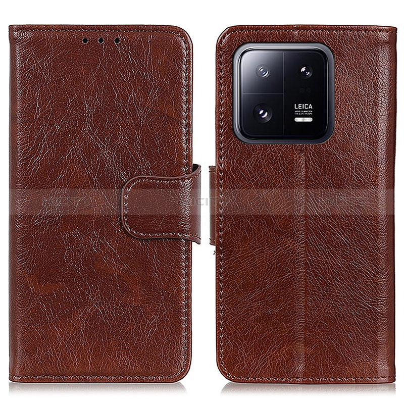 Funda de Cuero Cartera con Soporte Carcasa N05P para Xiaomi Mi 13 5G Marron