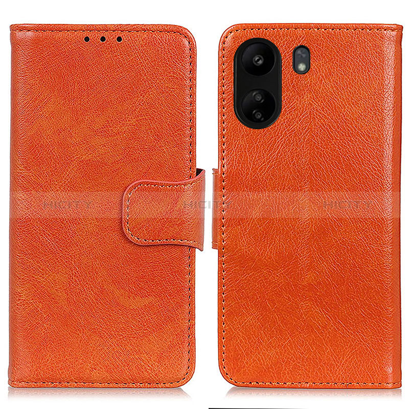 Funda de Cuero Cartera con Soporte Carcasa N05P para Xiaomi Poco C65 Naranja