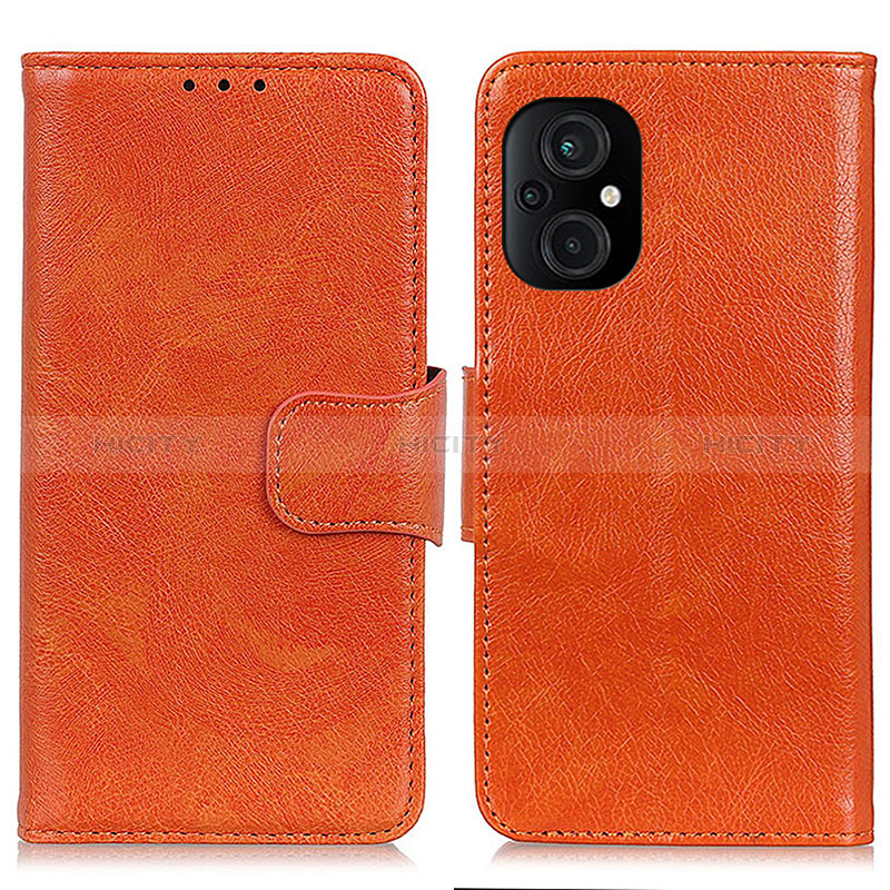 Funda de Cuero Cartera con Soporte Carcasa N05P para Xiaomi Poco M5 4G Naranja