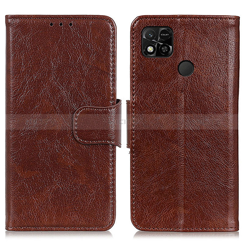 Funda de Cuero Cartera con Soporte Carcasa N05P para Xiaomi Redmi 9 Activ Marron