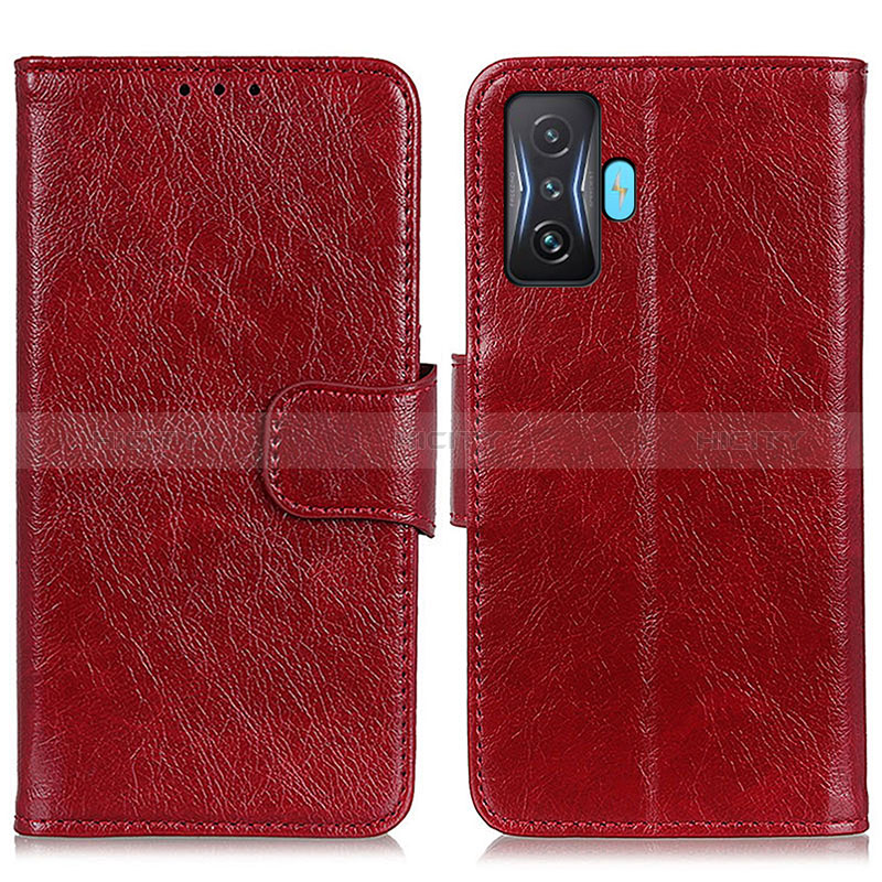 Funda de Cuero Cartera con Soporte Carcasa N05P para Xiaomi Redmi K50 Gaming 5G Rojo