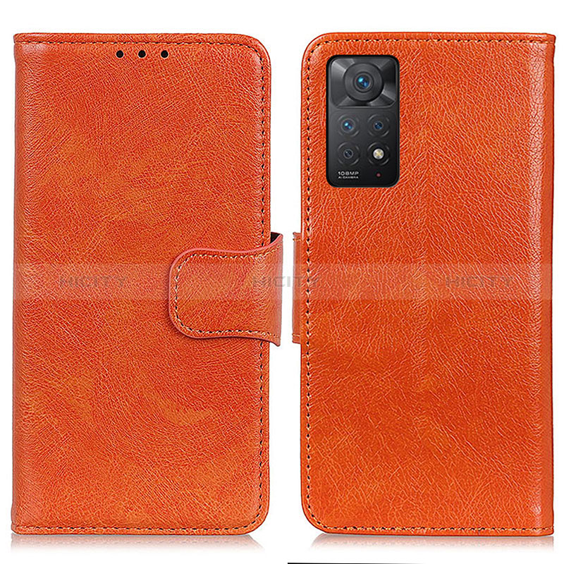 Funda de Cuero Cartera con Soporte Carcasa N05P para Xiaomi Redmi Note 11 Pro 4G Naranja