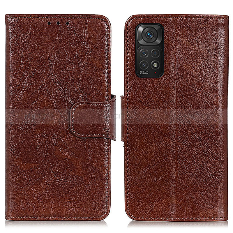 Funda de Cuero Cartera con Soporte Carcasa N05P para Xiaomi Redmi Note 11S 4G Marron