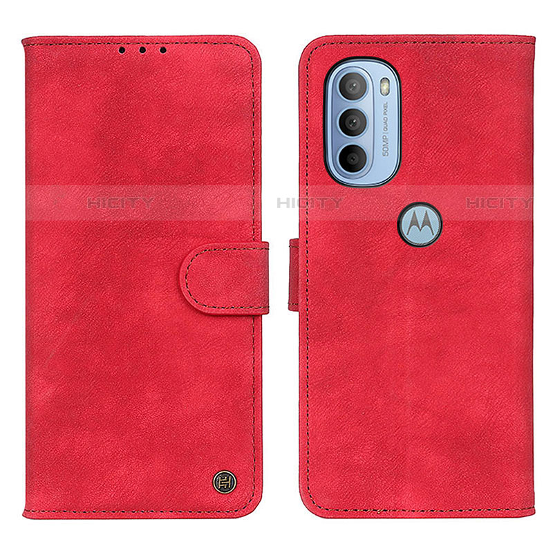 Funda de Cuero Cartera con Soporte Carcasa N06P para Motorola Moto G31 Rojo