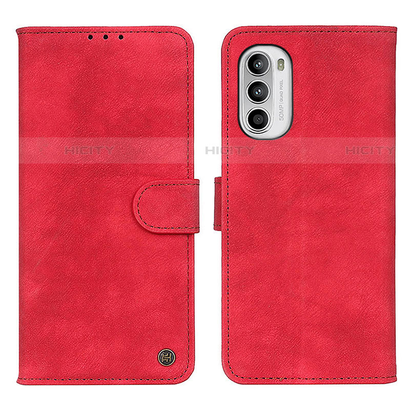 Funda de Cuero Cartera con Soporte Carcasa N06P para Motorola MOTO G52 Rojo