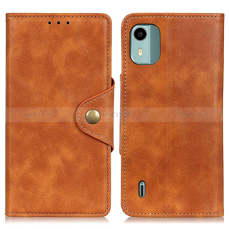 Funda de Cuero Cartera con Soporte Carcasa N06P para Nokia C12 Marron