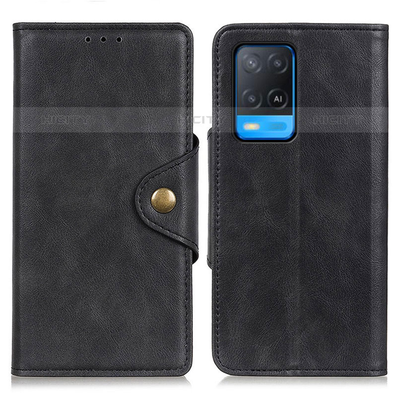 Funda de Cuero Cartera con Soporte Carcasa N06P para Oppo A54 4G Negro