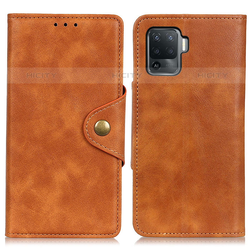 Funda de Cuero Cartera con Soporte Carcasa N06P para Oppo Reno5 F Marron