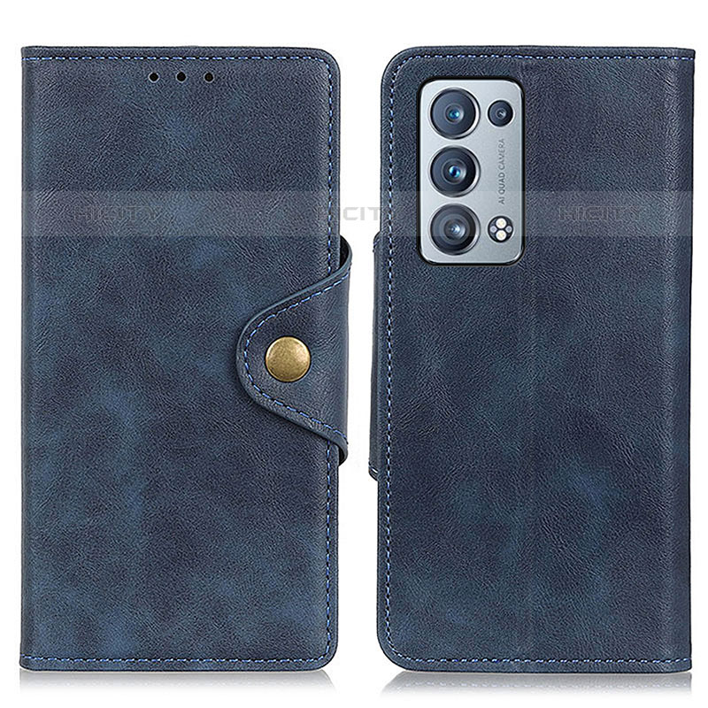 Funda de Cuero Cartera con Soporte Carcasa N06P para Oppo Reno6 Pro+ Plus 5G Azul