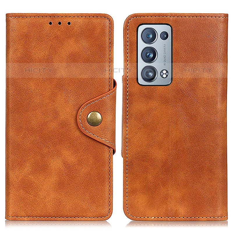 Funda de Cuero Cartera con Soporte Carcasa N06P para Oppo Reno6 Pro+ Plus 5G Marron