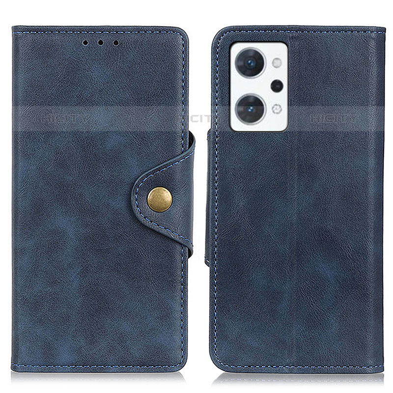 Funda de Cuero Cartera con Soporte Carcasa N06P para Oppo Reno7 A Azul