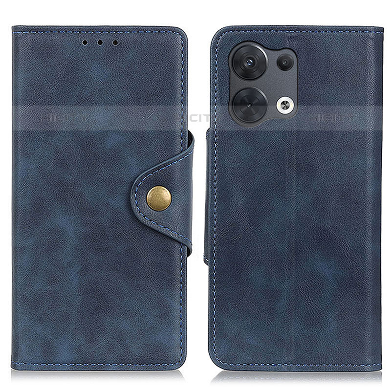 Funda de Cuero Cartera con Soporte Carcasa N06P para Oppo Reno9 Pro 5G Azul