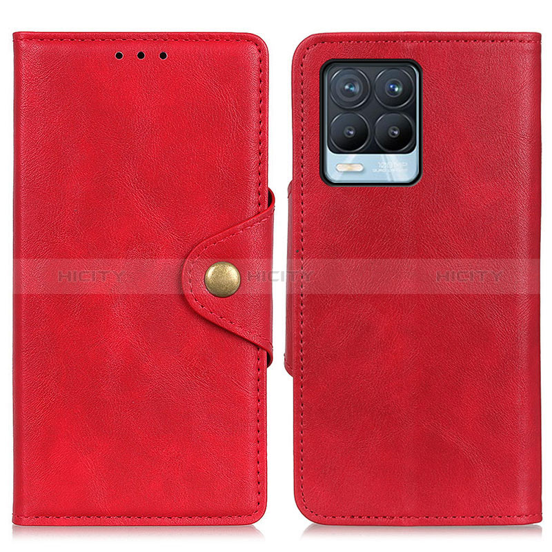 Funda de Cuero Cartera con Soporte Carcasa N06P para Realme 8 4G Rojo