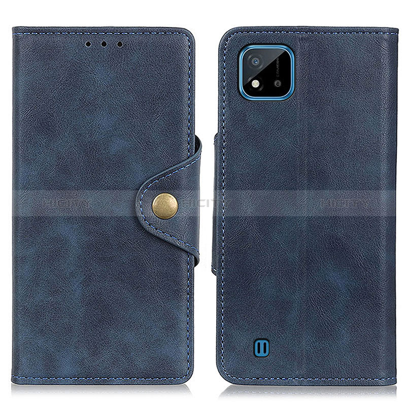 Funda de Cuero Cartera con Soporte Carcasa N06P para Realme C20A Azul