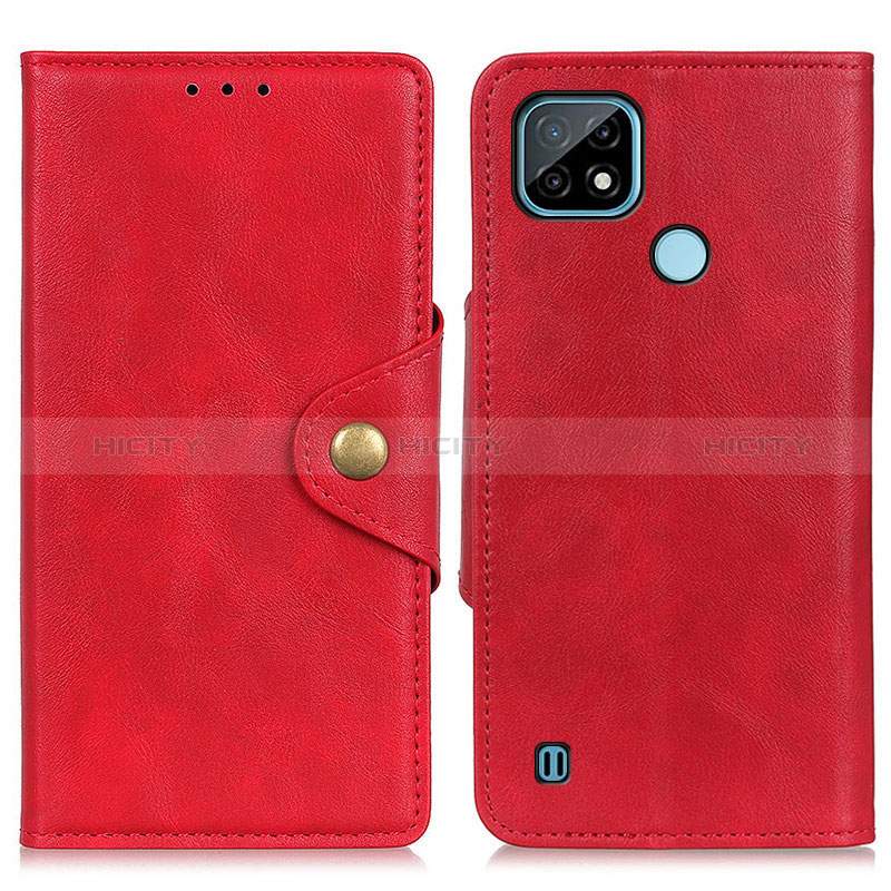 Funda de Cuero Cartera con Soporte Carcasa N06P para Realme C21 Rojo