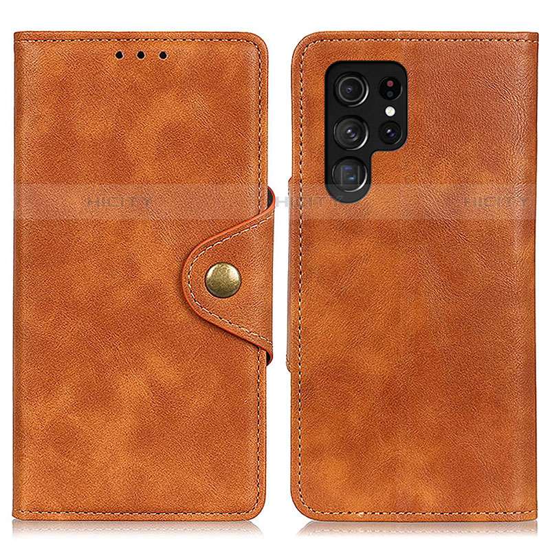 Funda de Cuero Cartera con Soporte Carcasa N06P para Samsung Galaxy S21 Ultra 5G Marron