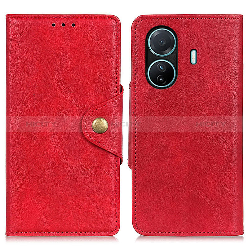 Funda de Cuero Cartera con Soporte Carcasa N06P para Vivo T1 5G Rojo