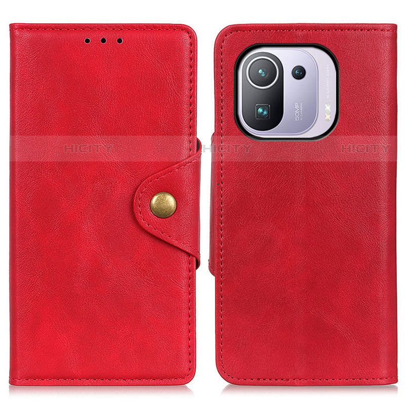 Funda de Cuero Cartera con Soporte Carcasa N06P para Xiaomi Mi 11 Pro 5G Rojo