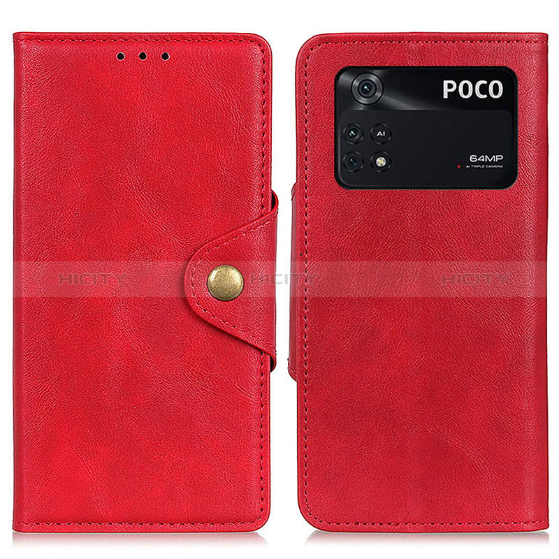 Funda de Cuero Cartera con Soporte Carcasa N06P para Xiaomi Poco M4 Pro 4G Rojo