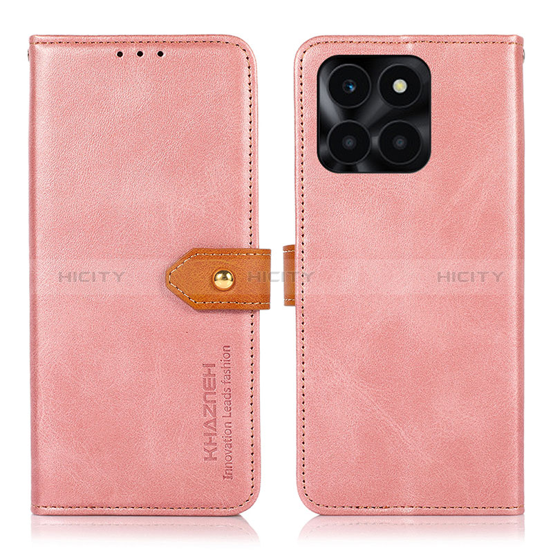 Funda de Cuero Cartera con Soporte Carcasa N07P para Huawei Honor X6a Rosa