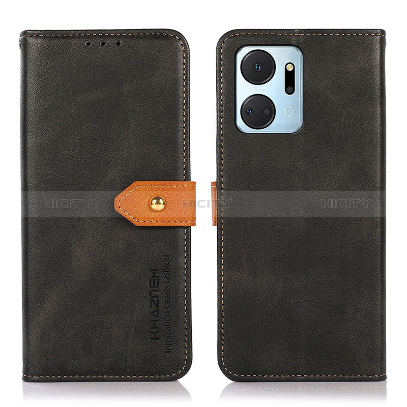 Funda de Cuero Cartera con Soporte Carcasa N07P para Huawei Honor X7a Negro