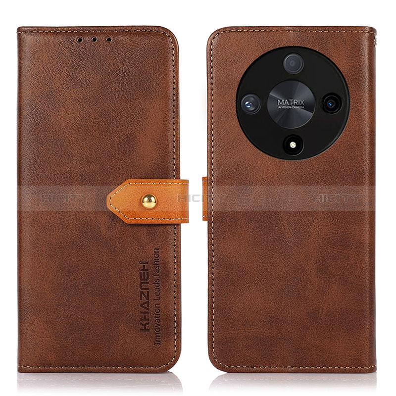 Funda de Cuero Cartera con Soporte Carcasa N07P para Huawei Honor X9b 5G Marron