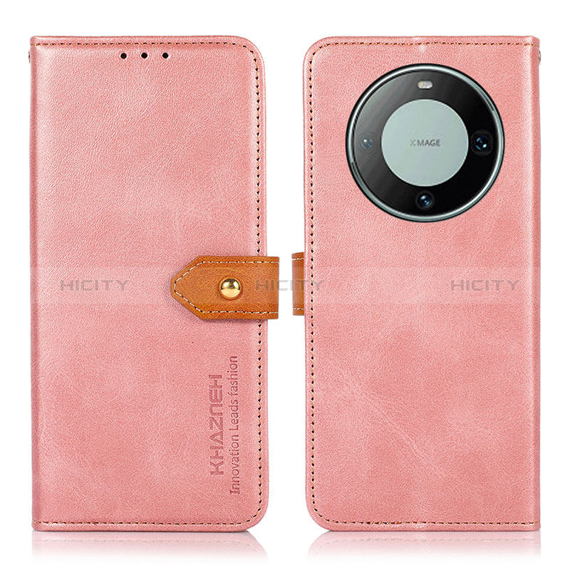 Funda de Cuero Cartera con Soporte Carcasa N07P para Huawei Mate 60 Rosa