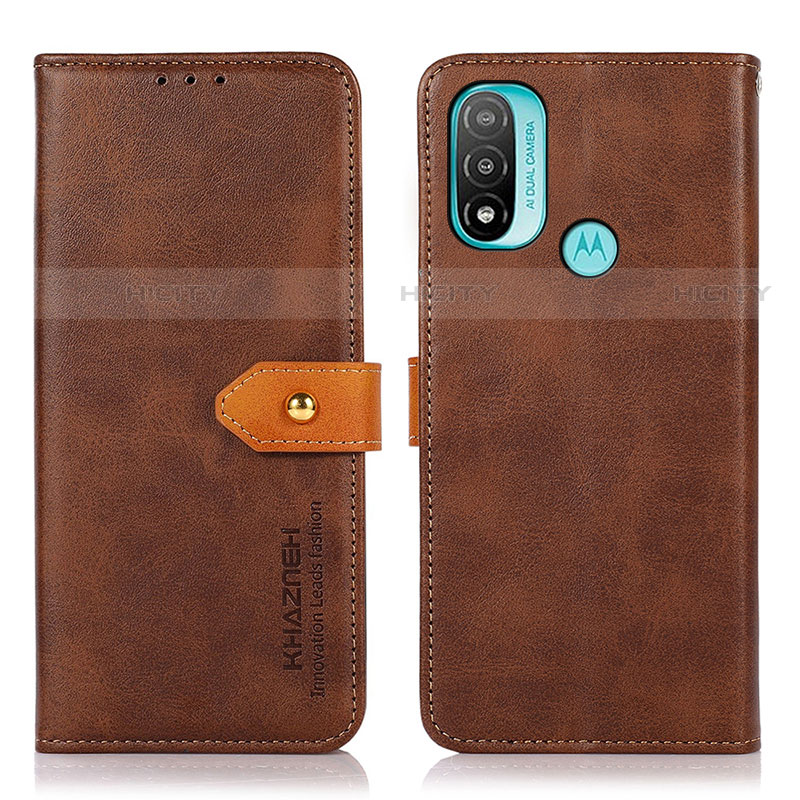 Funda de Cuero Cartera con Soporte Carcasa N07P para Motorola Moto E20 Marron