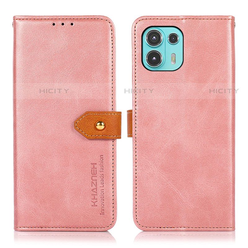 Funda de Cuero Cartera con Soporte Carcasa N07P para Motorola Moto Edge 20 Lite 5G Rosa