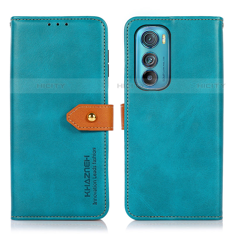 Funda de Cuero Cartera con Soporte Carcasa N07P para Motorola Moto Edge 30 5G Cian