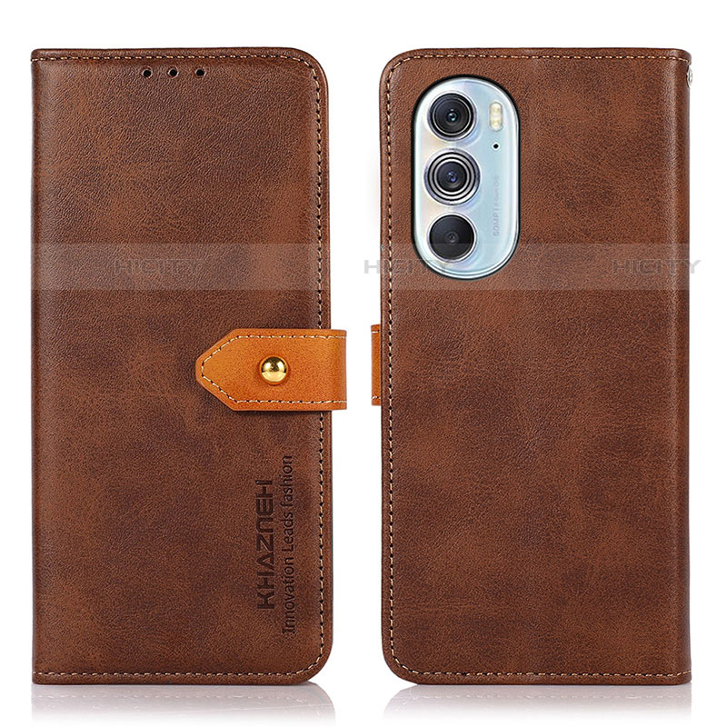 Funda de Cuero Cartera con Soporte Carcasa N07P para Motorola Moto Edge Plus (2022) 5G Marron