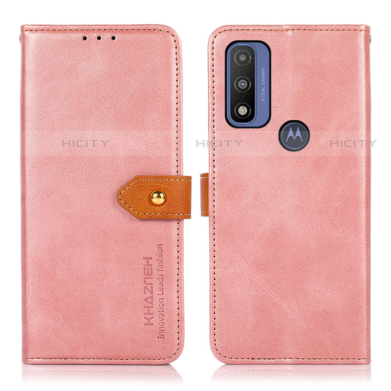 Funda de Cuero Cartera con Soporte Carcasa N07P para Motorola Moto G Pure Rosa