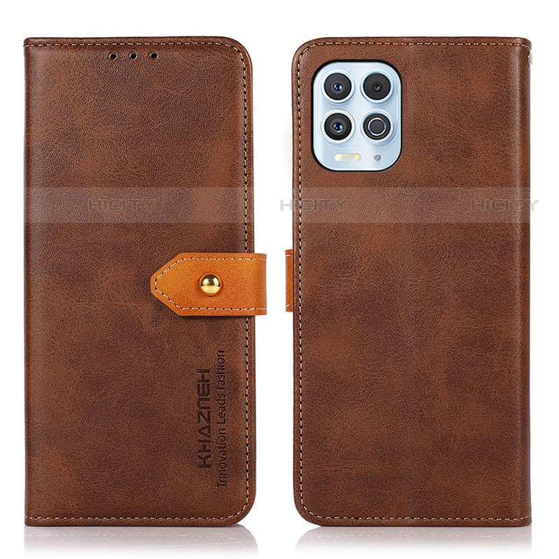 Funda de Cuero Cartera con Soporte Carcasa N07P para Motorola Moto G100 5G Marron