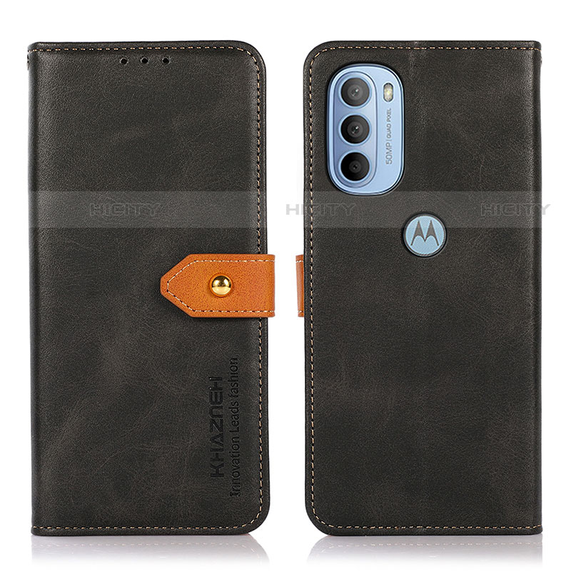 Funda de Cuero Cartera con Soporte Carcasa N07P para Motorola Moto G31 Negro