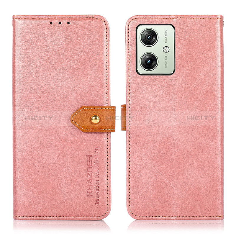 Funda de Cuero Cartera con Soporte Carcasa N07P para Motorola Moto G54 5G Rosa